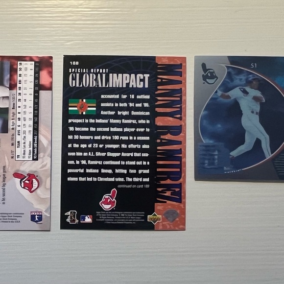 ⚾️🧢Lot of 3 - 1994, 1996, 1997 Upper Deck Manny Ramirez Baseball Cards - Picture 2 of 9